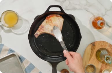 Remove cooked protein from pan.