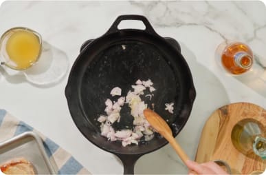 Add vegetables to pan drippings.