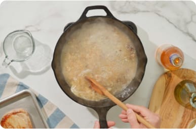 Reduce by half until thickened. 